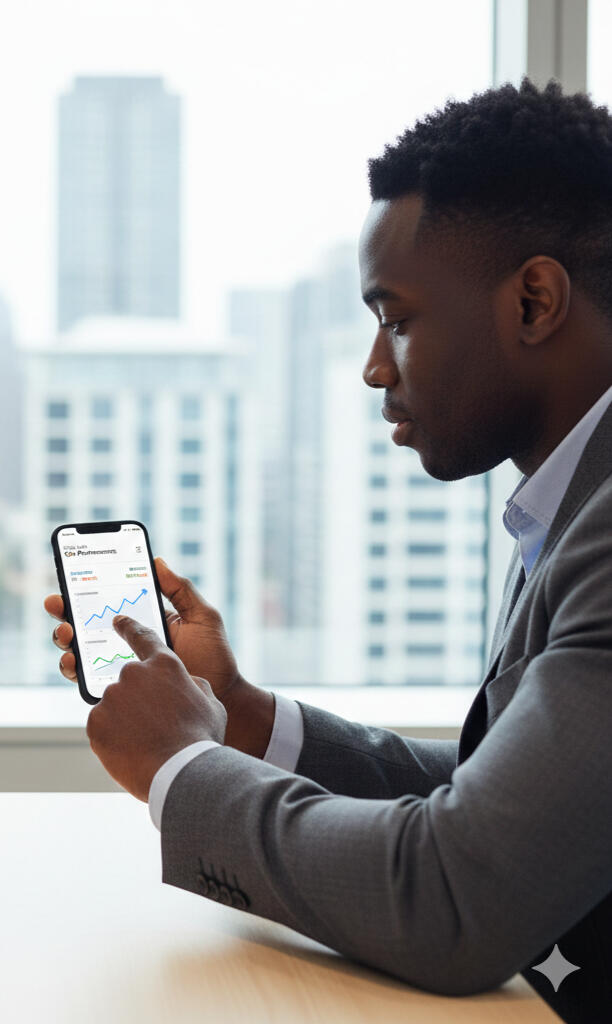 Digital marketing expert reviewing campaign performance with a client